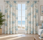 Sand Dollar Pattern Window Curtain Pair with dimensional printed themed artwork; representative AI-generated mockup.