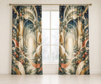 Resonant Harmony Conservatory Window Curtain Pair with dimensional printed themed artwork; representative AI-generated mockup.
