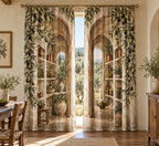 Olive Branch Pantry Window Curtain Pair with dimensional printed themed artwork; representative AI-generated mockup.
