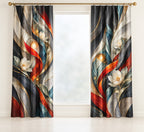 Emberline Rescue Atrium Window Curtain Pair with dimensional printed themed artwork; representative AI-generated mockup.
