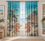 Crab Tidal Pool Window Curtain Pair with dimensional printed themed artwork; representative AI-generated mockup.