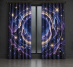 Milestone Birthday Star Portal Window Curtain Pair with dimensional printed themed artwork; representative AI-generated mockup.