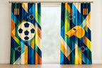 Touchline Signal Prism Window Curtain Pair with dimensional printed themed artwork; representative AI-generated mockup.