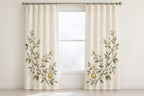 Orchard Wedding Wreath Window Curtain Pair with dimensional printed themed artwork; representative AI-generated mockup.