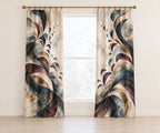 Cadence Inkfold Window Curtain Pair with dimensional printed themed artwork; representative AI-generated mockup.