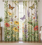 Garden Insect Counting Window Curtain Pair with dimensional printed themed artwork; representative AI-generated mockup.