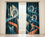 Ridgepulse Strata Passage Window Curtain Pair with dimensional printed themed artwork; representative AI-generated mockup.