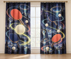Spinvector Rally Observatory Window Curtain Pair with dimensional printed themed artwork; representative AI-generated mockup.