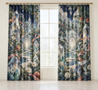 Prismatic Discovery Conservatory Window Curtain Pair with dimensional printed themed artwork; representative AI-generated mockup.