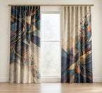 Strategy Mosaic Relay Window Curtain Pair with dimensional printed themed artwork; representative AI-generated mockup.