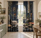 Sushi Ingredient Study Window Curtain Pair with dimensional printed themed artwork; representative AI-generated mockup.
