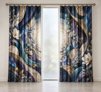 Spatial Prism Atelier Window Curtain Pair with dimensional printed themed artwork; representative AI-generated mockup.