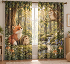 Original Storybook Animals Window Curtain Pair with dimensional printed themed artwork; representative AI-generated mockup.