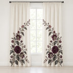 Gothic Botanical Wedding Window Curtain Pair with dimensional printed themed artwork; representative AI-generated mockup.