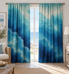 Ocean Depth Contours Window Curtain Pair with dimensional printed themed artwork; representative AI-generated mockup.