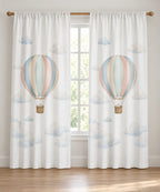 Hot Air Balloon Sky Window Curtain Pair with dimensional printed themed artwork; representative AI-generated mockup.