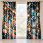 Nurse Care Lantern Atrium Window Curtain Pair with dimensional printed themed artwork; representative AI-generated mockup.