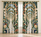 Inclusive Learning Sanctuary Window Curtain Pair with dimensional printed themed artwork; representative AI-generated mockup.