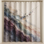 Quiet Margin Aurora Shower Curtain with dimensional printed themed artwork; representative AI-generated mockup.