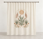 Desert Botanical Arch Shower Curtain with dimensional printed themed artwork; representative AI-generated mockup.