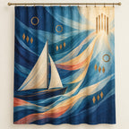 Windward Loom Weekend Shower Curtain with dimensional printed themed artwork; representative AI-generated mockup.