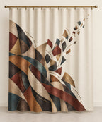 Patina Stitchfold Cascade Shower Curtain with dimensional printed themed artwork; representative AI-generated mockup.