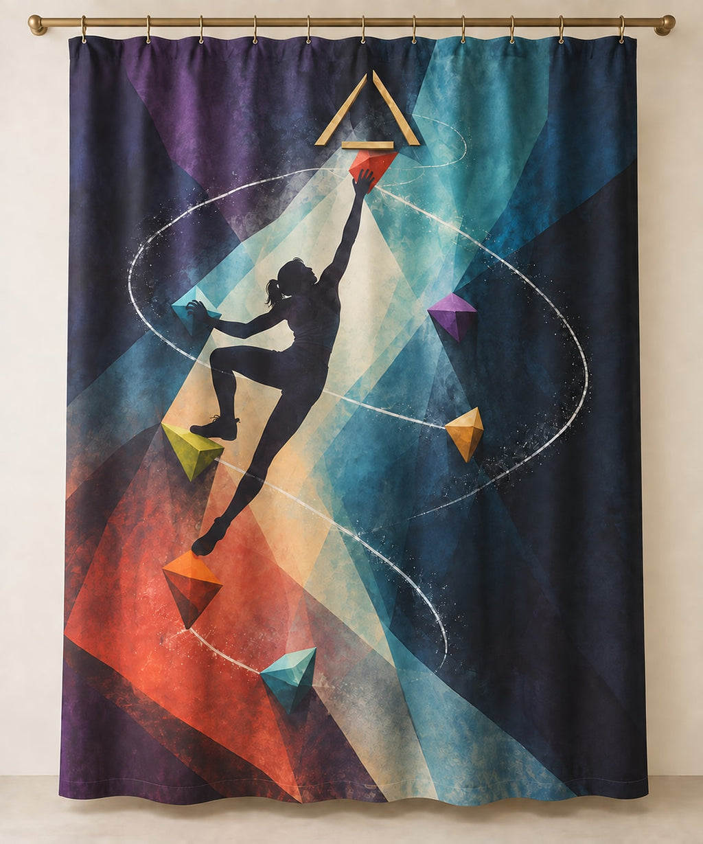 Prismatic Crux Constellation Shower Curtain with dimensional printed themed artwork; representative AI-generated mockup.