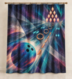 Tenpin Aurora Lattice Shower Curtain with dimensional printed themed artwork; representative AI-generated mockup.