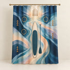 Stillwater Stance Prismwake Shower Curtain with dimensional printed themed artwork; representative AI-generated mockup.