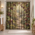 Wild Berry Bramble Shower Curtain with dimensional printed themed artwork; representative AI-generated mockup.