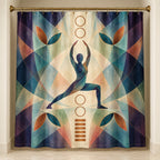 Stillpoint Prism Flow Shower Curtain with dimensional printed themed artwork; representative AI-generated mockup.