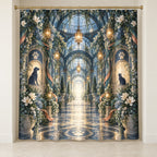 Vet Tech Lantern Conservatory Shower Curtain with dimensional printed themed artwork; representative AI-generated mockup.