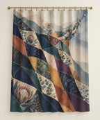 Prismatic Quiltwork Cascade Shower Curtain with dimensional printed themed artwork; representative AI-generated mockup.
