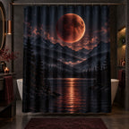 Lunar Eclipse Shower Curtain with dimensional printed themed artwork; representative AI-generated mockup.