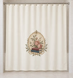 Antique Library Rose Shower Curtain with dimensional printed themed artwork; representative AI-generated mockup.