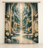 Empathy Pathway Sanctuary Shower Curtain with dimensional printed themed artwork; representative AI-generated mockup.