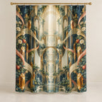 Resonant Harmony Conservatory Shower Curtain with dimensional printed themed artwork; representative AI-generated mockup.