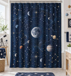Number Constellation Shower Curtain with dimensional printed themed artwork; representative AI-generated mockup.