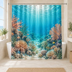 Coral Reef Shower Curtain with dimensional printed themed artwork; representative AI-generated mockup.