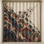 Folio Marbling Rift Shower Curtain with dimensional printed themed artwork; representative AI-generated mockup.