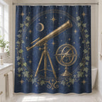 Ancient Observatory Shower Curtain with dimensional printed themed artwork; representative AI-generated mockup.