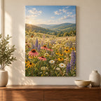 Wildflower Meadow Stretched Canvas Wall Art with dimensional printed themed artwork; representative AI-generated mockup.