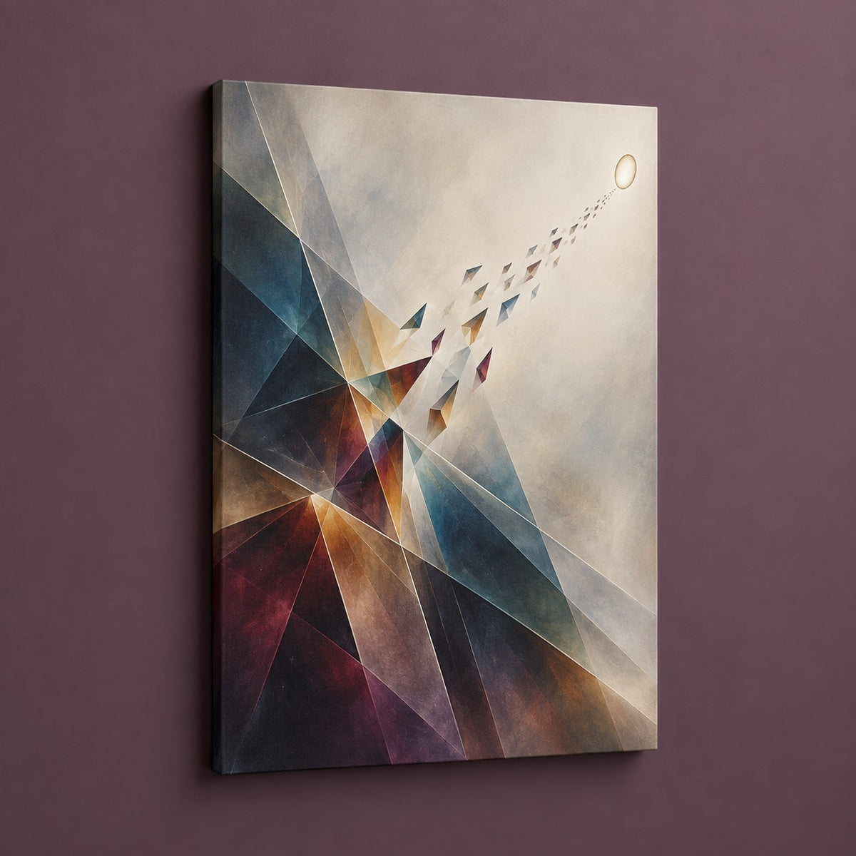 Lumen Parallax Field Stretched Canvas Wall Art with dimensional printed themed artwork; representative AI-generated mockup.