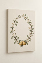 Orchard Wedding Wreath Stretched Canvas Wall Art with dimensional printed themed artwork; representative AI-generated mockup.