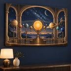 Vintage Solar System Stretched Canvas Wall Art with dimensional printed themed artwork; representative AI-generated mockup.