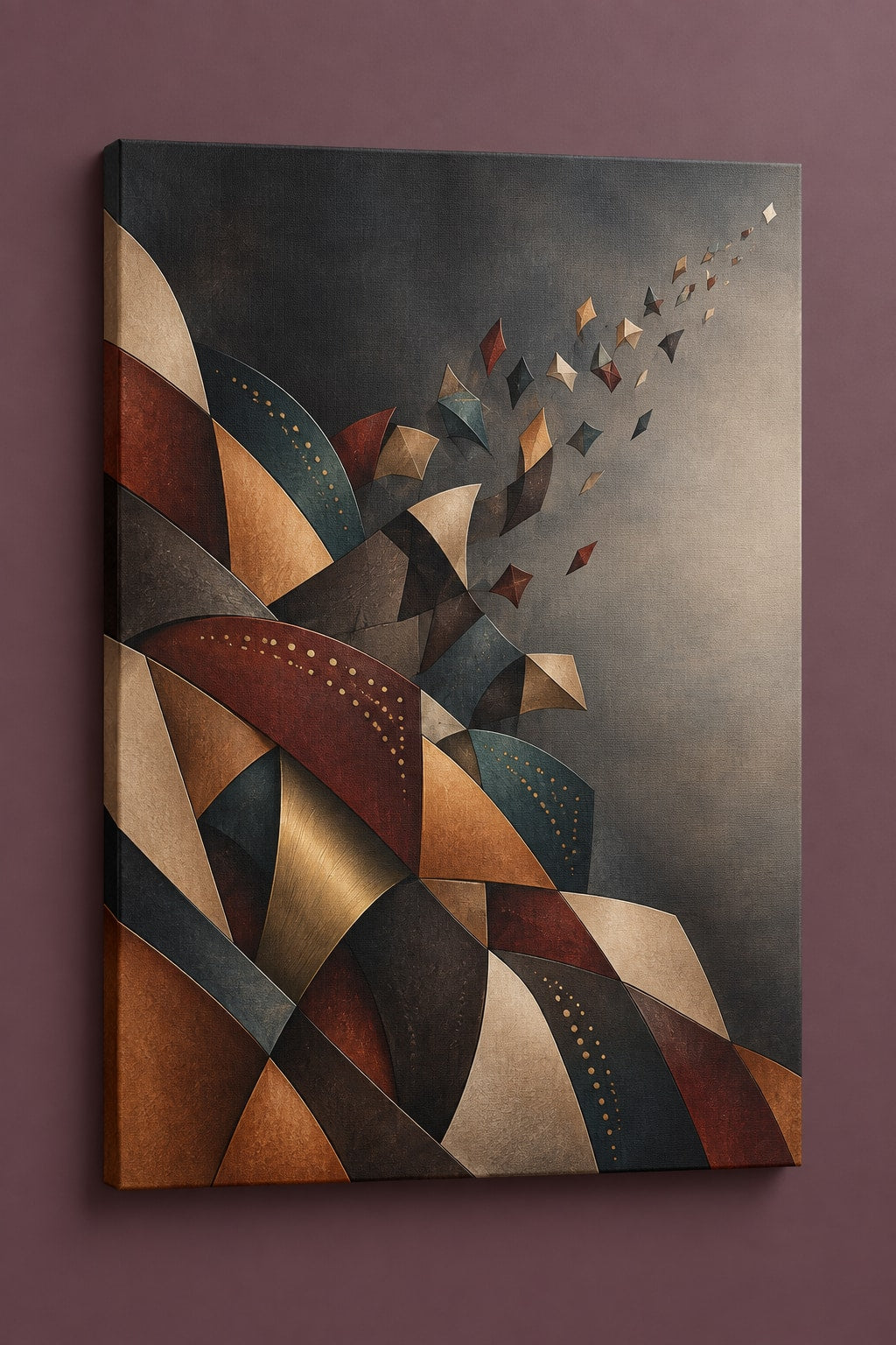 Patina Stitchfold Cascade Stretched Canvas Wall Art with dimensional printed themed artwork; representative AI-generated mockup.