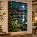 Enchanted Frog Pond Stretched Canvas Wall Art with dimensional printed themed artwork; representative AI-generated mockup.