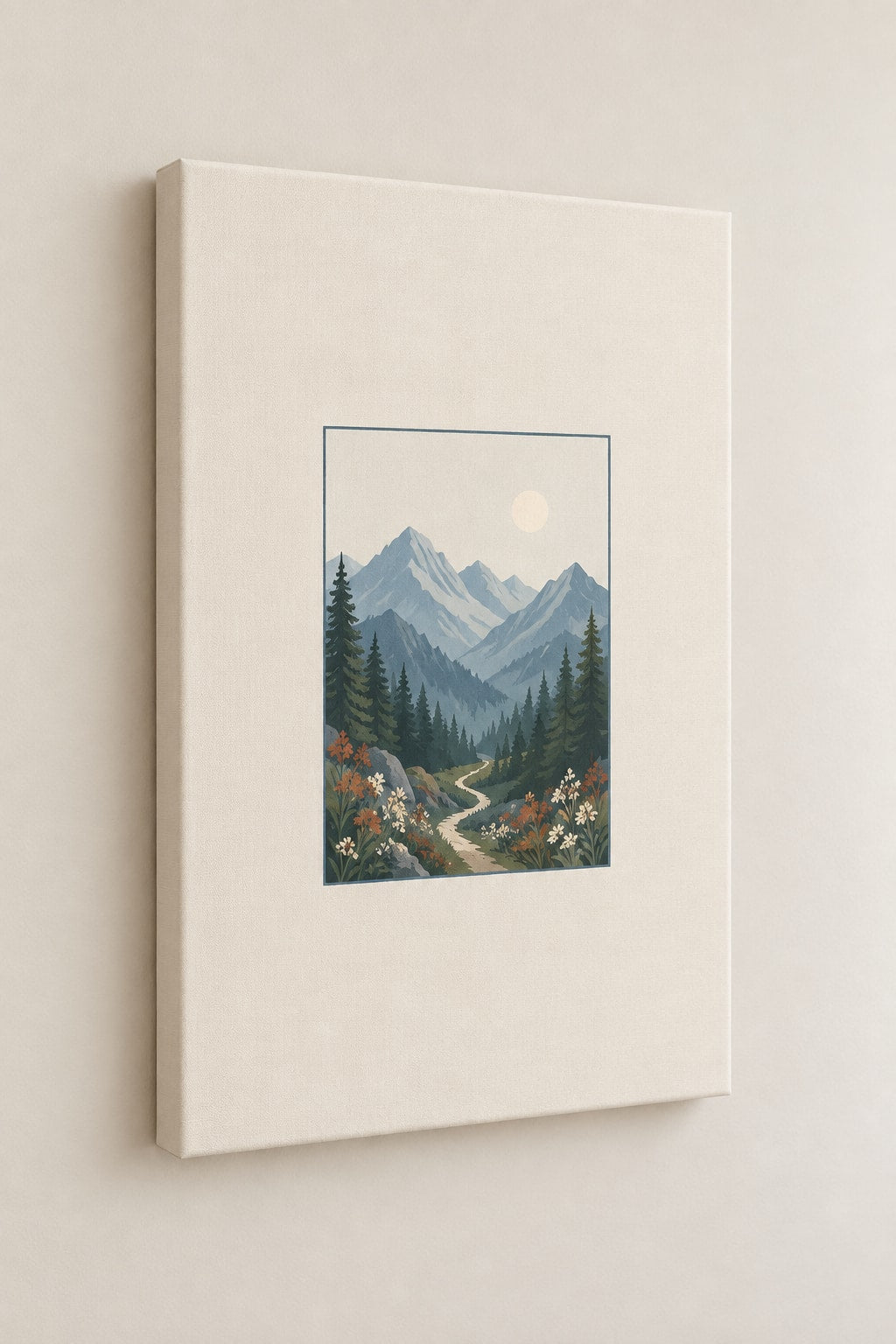 Mountain Elopement Ridge Stretched Canvas Wall Art with dimensional printed themed artwork; representative AI-generated mockup.