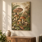Mushroom Field Journal Stretched Canvas Wall Art with dimensional printed themed artwork; representative AI-generated mockup.