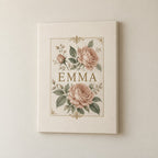 Single Name Birth Flower Stretched Canvas Wall Art with dimensional printed themed artwork; representative AI-generated mockup.